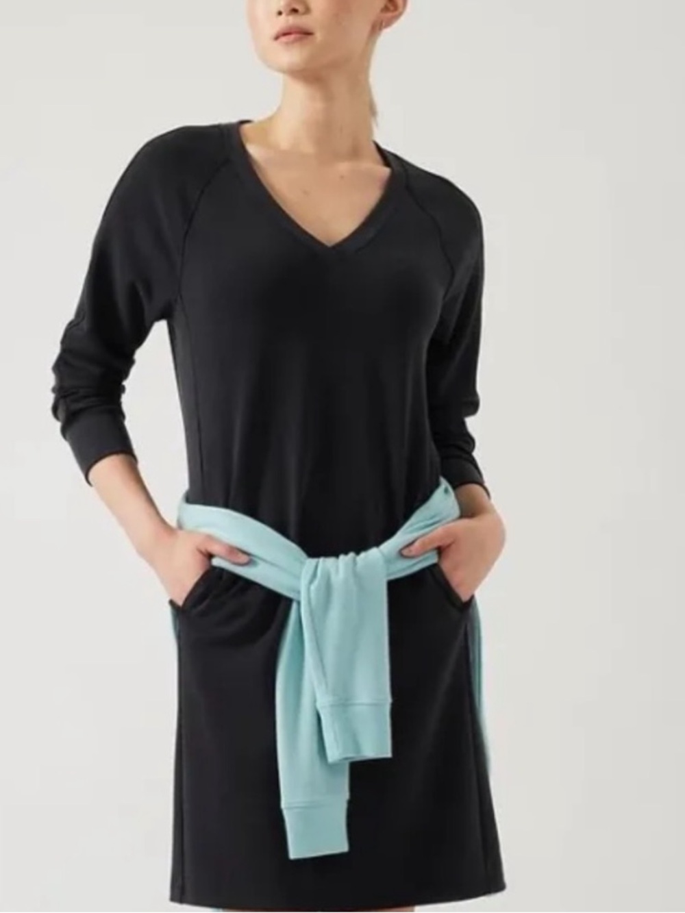Athleta Seasoft Long Sleeve Dress Mini Dress Black Women’s Size XXS